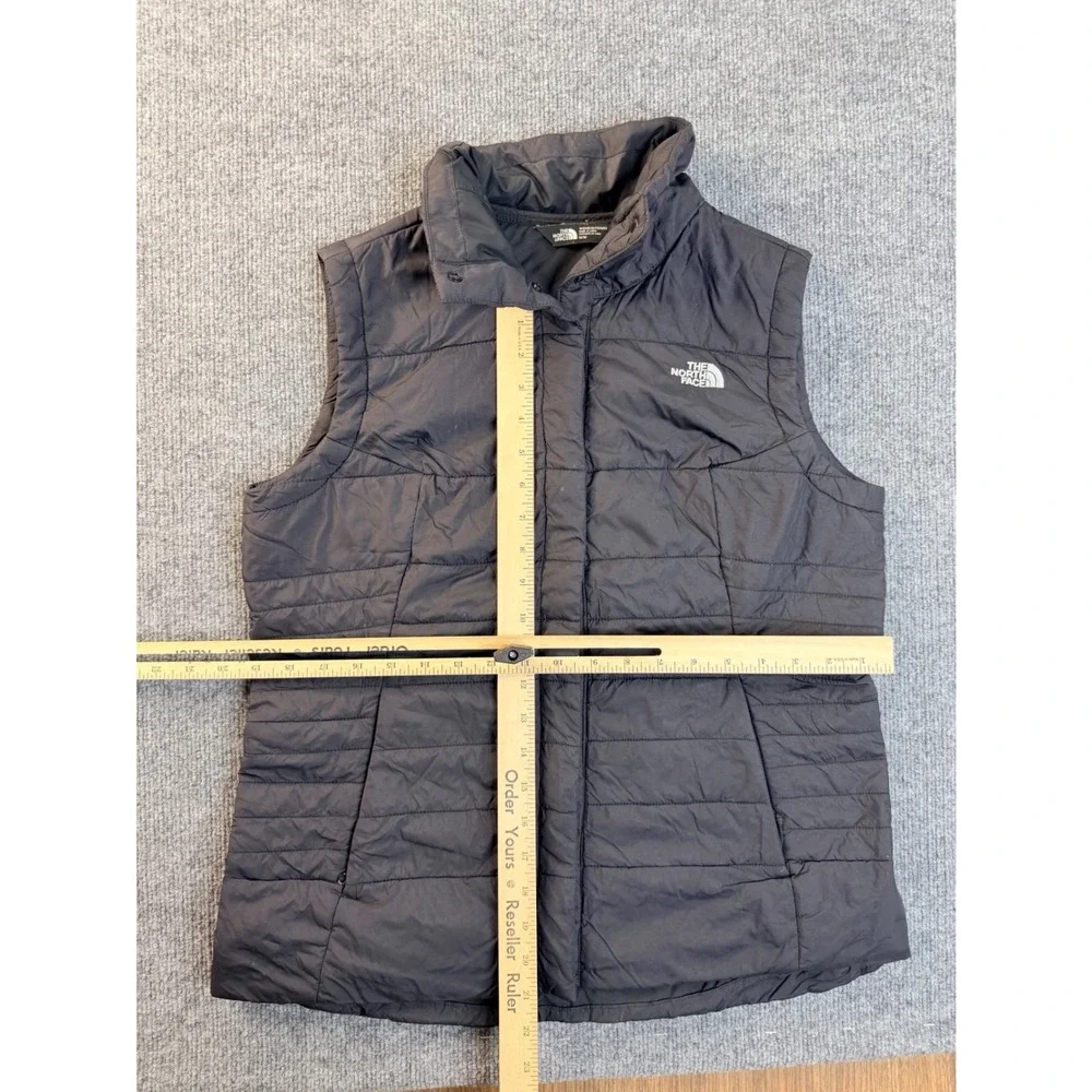 The North Face Womens Medium Black Puffer Vest Insulated Quilted Full Zip Hiking